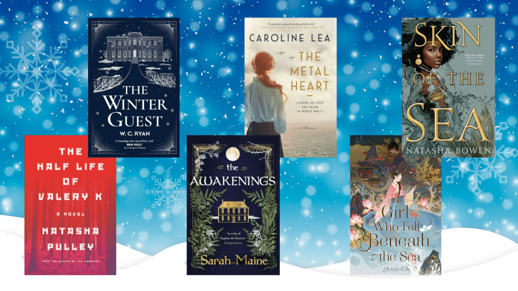 With the same snowy background as the above image, this one has the following six books: The Half Life Of Valery K, The Winter Guest, The Metal Heart, The Awakenings, The Girl Who Fell Beneath The Sea, and The Skin Of The Sea. 